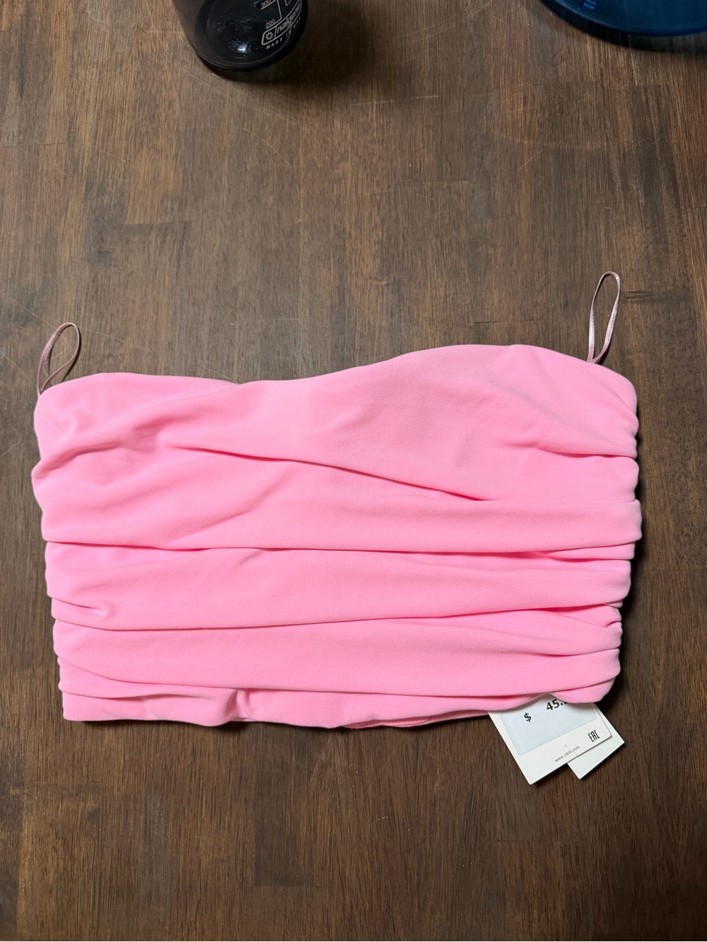 Zara Pink Ruched Strapless Camisole